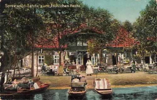 Zum Fröhlichen Hecht in Lehde Spreewald Brandenburg Postkarte AK 1908