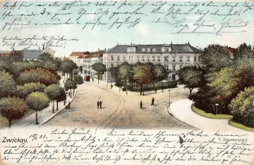 Zwickau Schumannplatz Postkarte AK 1903