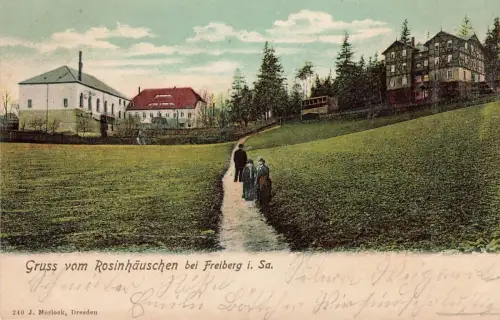 Gruss vom Rosinhäuschen bei Freiberg Sachsen Postkarte AK 1906
