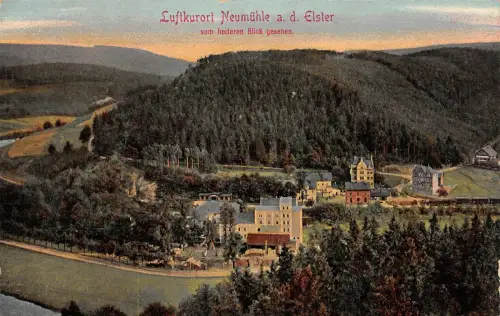 Luftkurort Neumühle a. d. Elster vom heiteren Blick gesehen AK 1912