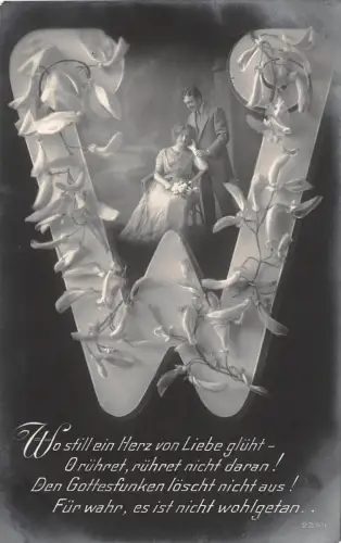 Liebespaar mit Buchstaben Spruch Postkarte Fürstenwalde Spree 1914