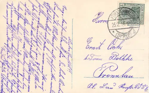 Liebespaar mit Buchstaben Spruch Postkarte Fürstenwalde Spree 1914