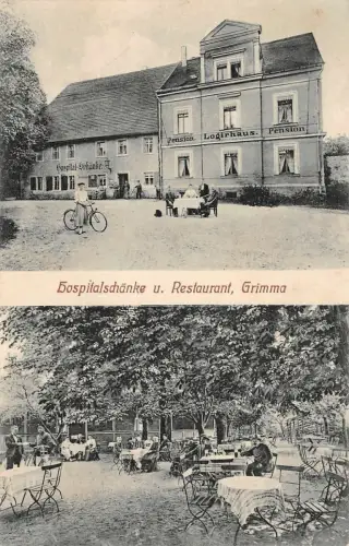 Restaurant und Hospitalschänke in Grimma Sachsen Postkarte AK