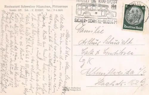 Gruss aus dem Schweizer Häuschen Plötzensee Postkarte AK