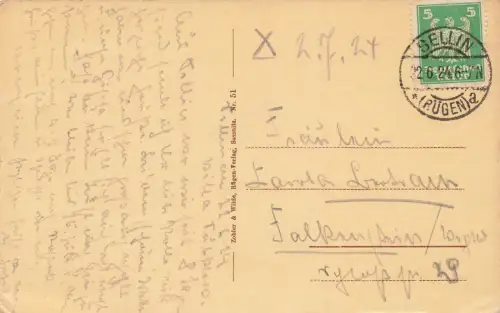 Blick auf den Strand in Sellin auf Rügen Mecklenburg-Vorpommern AK 1924