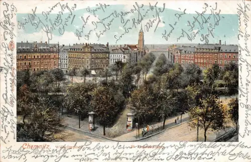 Wilhelmplatz und Kirche in Chemnitz Sachsen Postkarte AK 1901