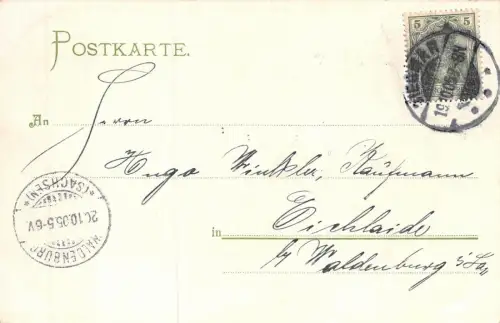 Straßenansicht Poststraße mit Rathaus in Chemnitz Sachsen Postkarte AK 1905