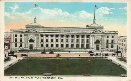 City Hall and Court House in Wilmington Delaware USA Postkarte AK 1924