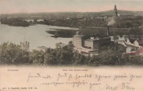 Blick vom Brauhausberg auf Stadt u. Kirche Potsdam Brandenburg Postkarte AK 1903