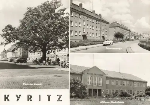 Wilhelm Pieck Schule, Friedensstraße in Kyritz Brandenburg Postkarte AK