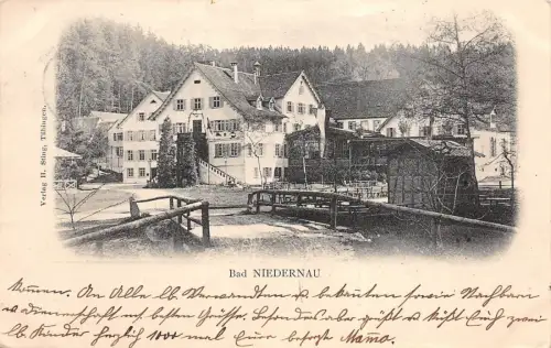 Blick auf Gasthaus Bad Niedernau Baden-Württemberg Postkarte AK 1905