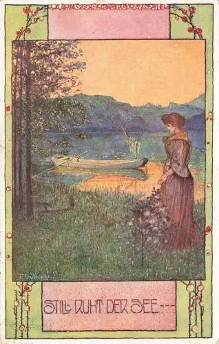 Still ruht der See T. Welzl Bund der Deutschen in Böhmen Postkarte AK 1913