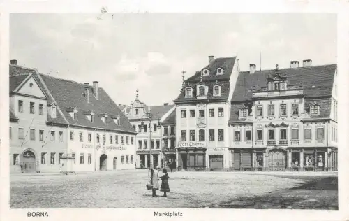 Marktplatz mit Hotel zum Goldenen Stern Borna bei Leipzig Sachsen AK 1917