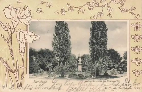 Kaiserdenkmal im Stadtgarten in Konstanz Baden-Württemberg Postkarte AK 1902
