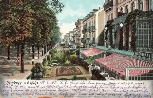 Kaiser Friedrich-Promenade in Homburg von der Höhe Hessen Postkarte AK 1905