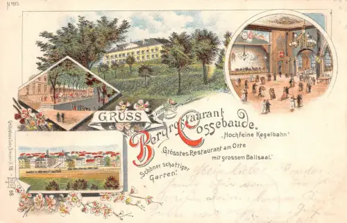 Gruß vom Bergrestaurant Cossebaude Litho Postkarte gel. 1901