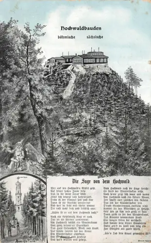 Hochwaldbauden böhmische sächsische Sage von dem Hochwald Feldpostkarte AK 1916