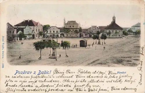 Pozdrav z Dašice Marktplatz in Daschitz Náměstí Böhmen Postkarte AK 1901