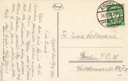 Neue Kuranlagen und See Steg Zoppot Danzig Postkarte Danzig-Briefmarke AK 1928
