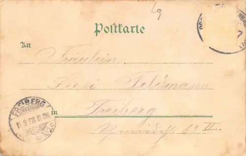 Gruss aus Chemnitz i./Sa. Schloss Siegessäule Nicolaikirche Postkarte AK 1898
