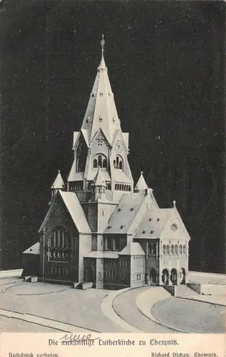 Die zukünftige Lutherkirche zu Chemnitz Postkarte AK 1908