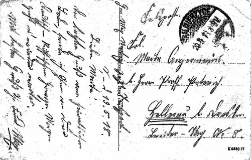 AK Skalmierzyce Posen Bahnhof, Eisenbahn Postkarte 1918