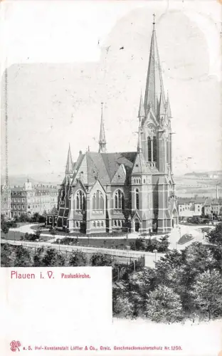 Plauen i. V. Pauluskirche Postkarte AK 1910