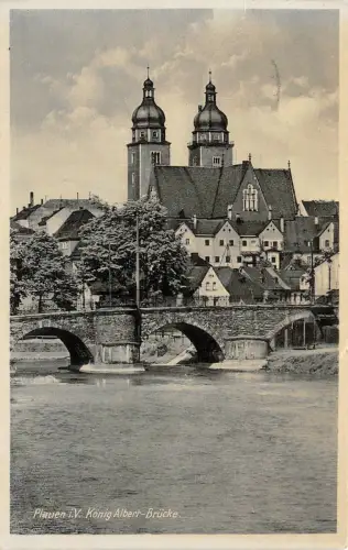 Plauen i. V. König Albert-Brücke Postkarte AK