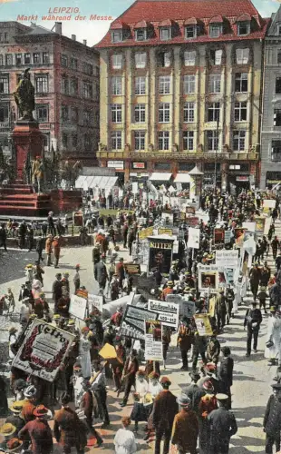 Markt während der Messe Leipzig Sachsen Postkarte