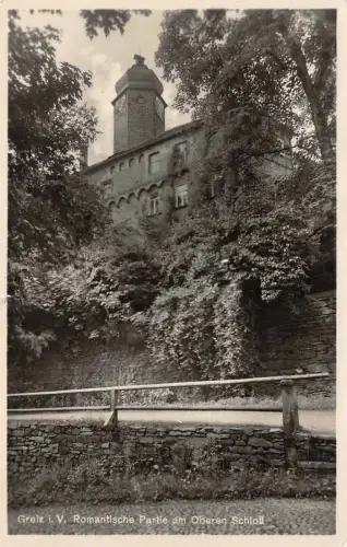 Greiz i. V. Romantische Partie am Oberen Schloß Postkarte AK 1936