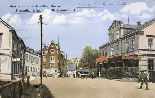 AK Klingenthal Sachsen - Markhausen Böhmen sächs. - böhmische Grenze 1916