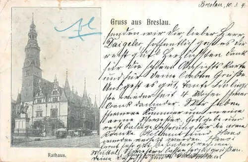 Gruss aus Breslau Rathaus Postkarte AK 1904