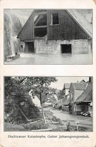 Hochwasser Katastrophe Gebiet Johanngeorgenstadt Postkarte AK