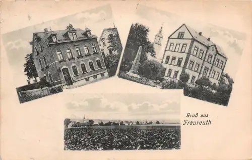 Gruß aus Fraureuth Ansicht Kaiserliches Postamt Kirche Postkarte AK 1916