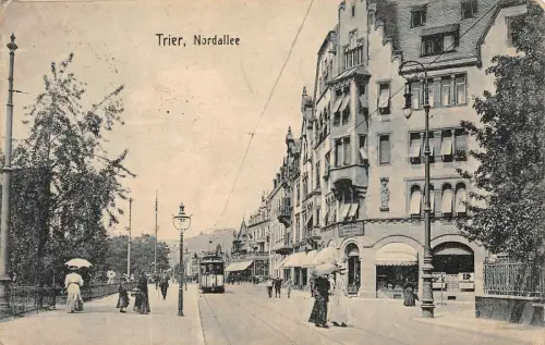 Trier Nordallee Straßenbahn Postkarte AK