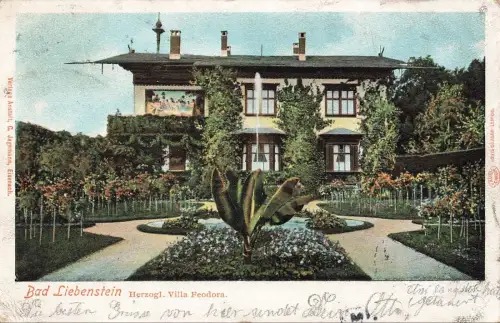 Herzogliche Villa Feodora in Bad Liebenstein Thüringen Postkarte AK 1902