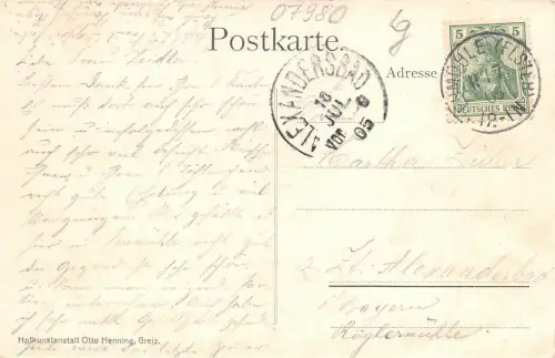 Neumühle a. d. Elster Krebsgrund Rest. Weidmannsheil Villa Waldfrieden AK 1905