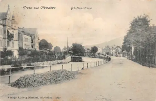 Gruss aus Olbernhau Grünthalerstrasse Postkarte AK 1907