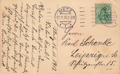 Blick auf das Kaiser Wilhelm I. Denkmal in Metz Frankreich AK 1913