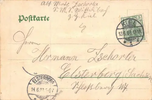 Kiel Kriegshafen Postkarte 1903