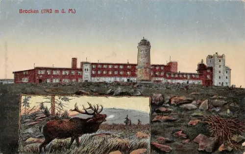 Brocken (1142 m ü. M.) Brocken Hotel Postkarte AK