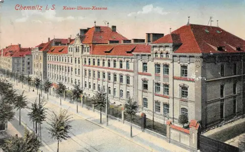 Chemnitz i. S. Kaiser-Ulanen-Kaserne Postkarte AK 1917
