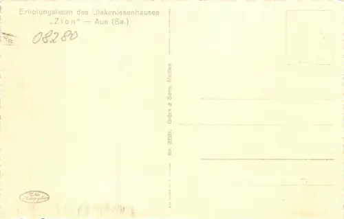 Erholungsheim des Diakonissenhauses "Zion" Aue (Sa.) Postkarte AK