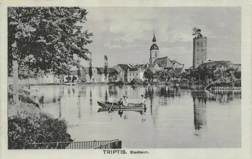 Triptis Stadtteich Kirche Postkarte AK 1913