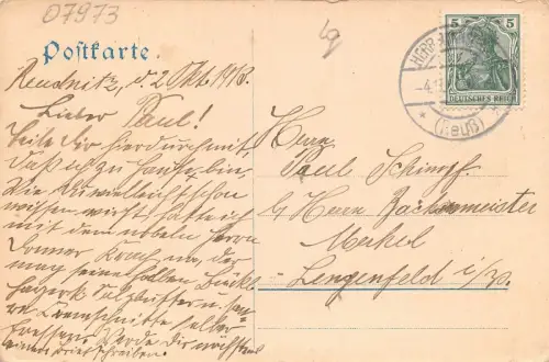 Greiz Ansicht Oberes Schloss Postkarte 1913