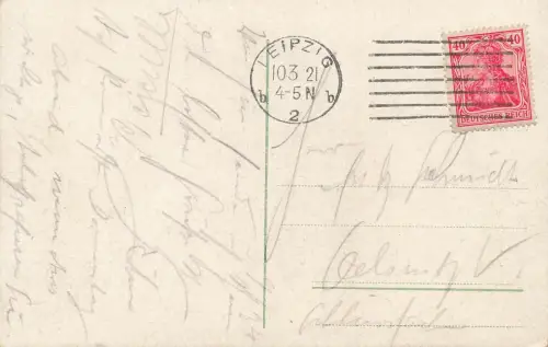 Hauptbahnhof in Leipzig Sachsen Postkarte AK 1921