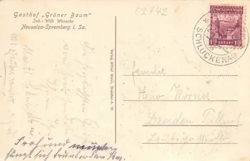 Gruss aus Neusalza bei Spremberg Totalansicht und Gasthof Sachsen AK 1912