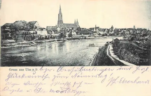 Gruss aus Ulm a. D. Kirche Baden-Württemberg Postkarte AK 1905