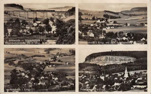 Stadtansicht Makersbach und Scheibenberg Mittweida Erzgebirge Sachsen AK 1934