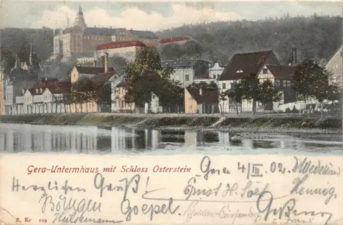 Gera-Untermhaus mit Schloss Osterstein Postkarte AK 1902